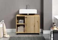 Waschbeckenunterschrank Pure Bliss Eiche Evoke Oak Nachbildung schwarz B/H/T: ca. 80x64x42 cm