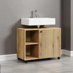 Waschbeckenunterschrank Pure Bliss Eiche Evoke Oak Nachbildung schwarz B/H/T: ca. 80x64x42 cm