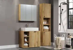 Waschbeckenunterschrank Pure Bliss Eiche Evoke Oak Nachbildung schwarz B/H/T: ca. 80x64x42 cm