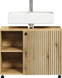 Waschbeckenunterschrank Pure Bliss Eiche Evoke Oak Nachbildung schwarz B/H/T: ca. 80x64x42 cm