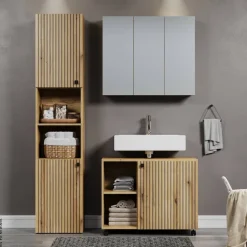 Waschbeckenunterschrank Pure Bliss Eiche Evoke Oak Nachbildung schwarz B/H/T: ca. 80x64x42 cm