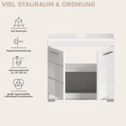 Waschbeckenunterschrank Scout weiß weiß Hochglanz B/H/T: ca. 60x56x34 cm