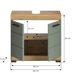 Waschbeckenunterschrank Scout Eiche Artisan Nachbildung salbei Nachbildung B/H/T: ca. 60x56x34 cm