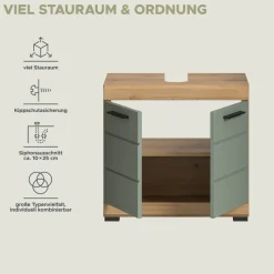 Waschbeckenunterschrank Scout Eiche Artisan Nachbildung salbei Nachbildung B/H/T: ca. 60x56x34 cm
