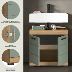 Waschbeckenunterschrank Scout Eiche Artisan Nachbildung salbei Nachbildung B/H/T: ca. 60x56x34 cm