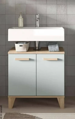 Waschbeckenunterschrank STAR hellgrün Eiche hell Nachbildung B/H/T: ca. 60x61x34 cm