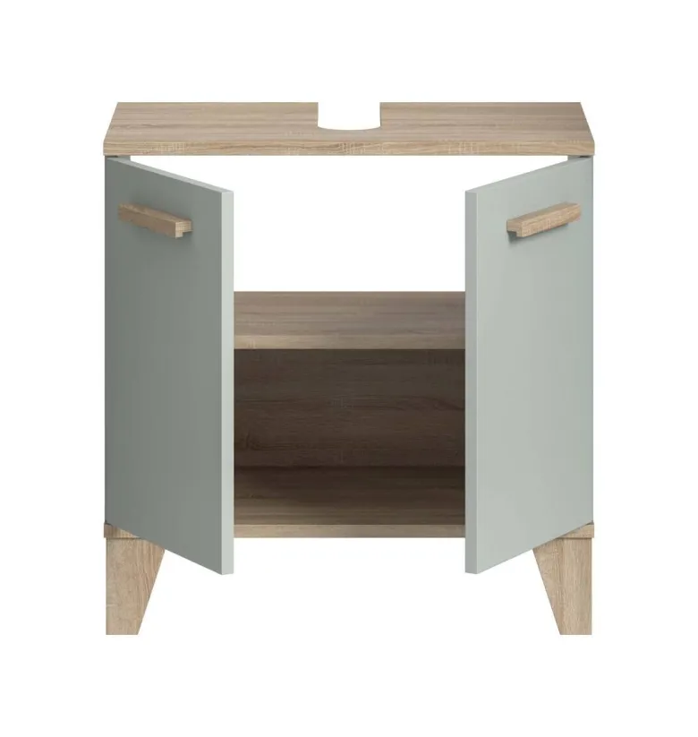 Waschbeckenunterschrank STAR hellgrün Eiche hell Nachbildung B/H/T: ca. 60x61x34 cm