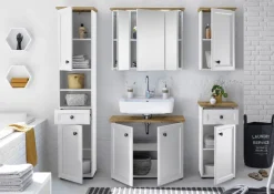 Waschbeckenunterschrank Toskana weiß Eiche Artisan Nachbildung B/H/T: ca. 84x67x32 cm