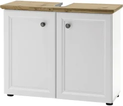Waschbeckenunterschrank Toskana weiß Eiche Artisan Nachbildung B/H/T: ca. 84x67x32 cm