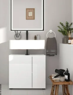 Waschbeckenunterschrank Vira weiß Hochglanz B/H/T: ca. 60x57x34 cm