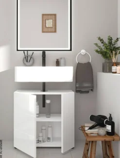 Waschbeckenunterschrank Vira weiß Hochglanz B/H/T: ca. 60x57x34 cm