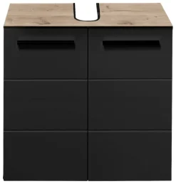 Waschbeckenunterschrank Vista Oak Eiche Viking Nachbildung schwarz matt B/H/T: ca. 60x62x31 cm