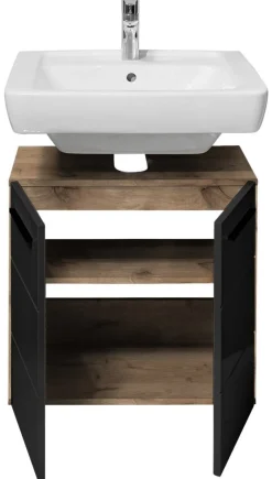 Waschbeckenunterschrank Vista Oak Eiche Viking Nachbildung schwarz matt B/H/T: ca. 60x62x31 cm