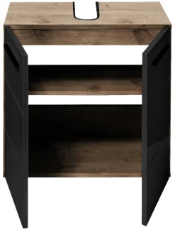 Waschbeckenunterschrank Vista Oak Eiche Viking Nachbildung schwarz matt B/H/T: ca. 60x62x31 cm