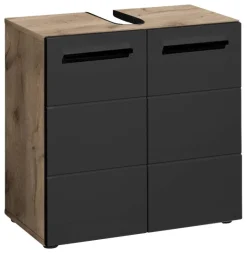 Waschbeckenunterschrank Vista Oak Eiche Viking Nachbildung schwarz matt B/H/T: ca. 60x62x31 cm