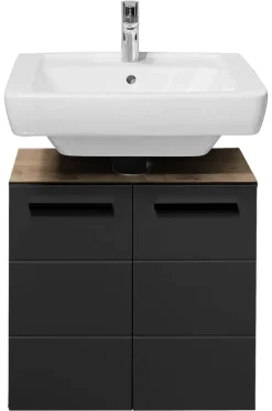 Waschbeckenunterschrank Vista Oak Eiche Viking Nachbildung schwarz matt B/H/T: ca. 60x62x31 cm
