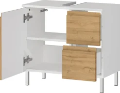 Waschbeckenunterschrank 4330-559 weiß Eiche Grand-Son Nachbildung B/H/T: ca. 60x56x34 cm