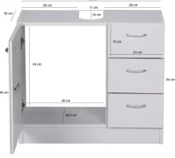 Waschbeckenunterschrank weiß B/H/T: ca. 30x54x63 cm