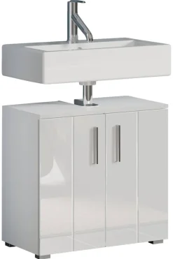 Waschbeckenunterschrank Wons weiß Hochglanz weiß matt B/H/T: ca. 60x58x34 cm