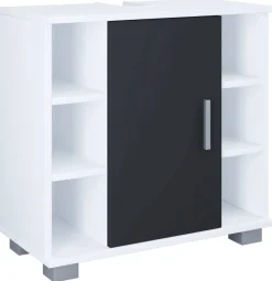 Waschbeckenunterschrank Zalo weiß schwarz B/H/T: ca. 60x58x30 cm