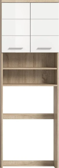 Waschmaschinenumbauschrank Lambada Eiche Sonoma Nachbildung weiß Hochglanz B/H/T: ca. 63x191x24 cm