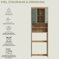 Waschmaschinenumbauschrank Scout Eiche Artisan Nachbildung salbei Nachbildung B/H/T: ca. 63x191x24 cm