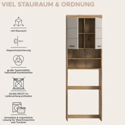 Waschmaschinenumbauschrank Scout Evoke Oak Nachbildung Kaschmirgrau Nachbildung B/H/T: ca. 63x191x24 cm