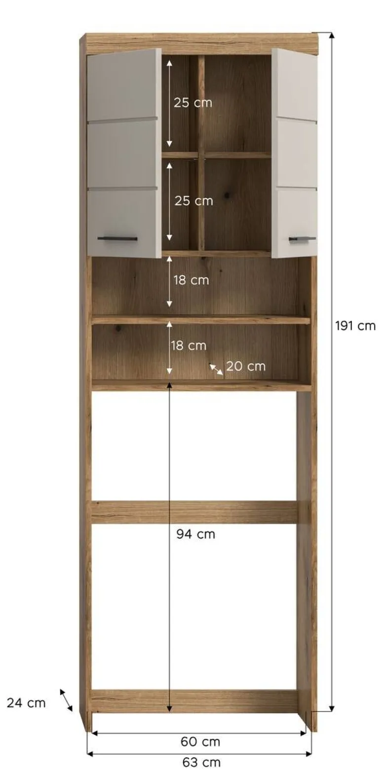Waschmaschinenumbauschrank Scout Evoke Oak Nachbildung Kaschmirgrau Nachbildung B/H/T: ca. 63x191x24 cm