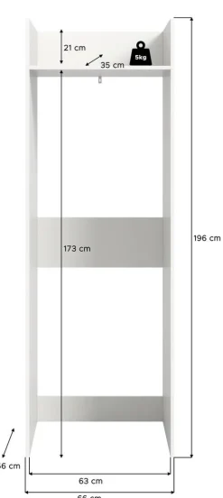 Waschmaschinenumbauschrank Free weiß B/H/T: ca. 66x196x66 cm