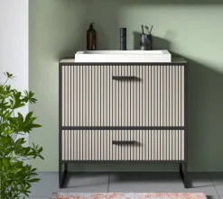 Waschplatz BAGNO schwarz Kaschmirgrau Nachbildung B/H/T: ca. 80x84x48 cm