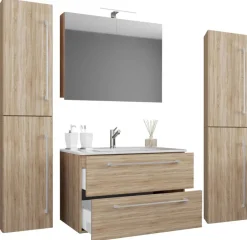 Waschplatz 5tlg-Badinos Eiche Sonoma Nachbildung B/H/T: ca. 80x50x46 cm