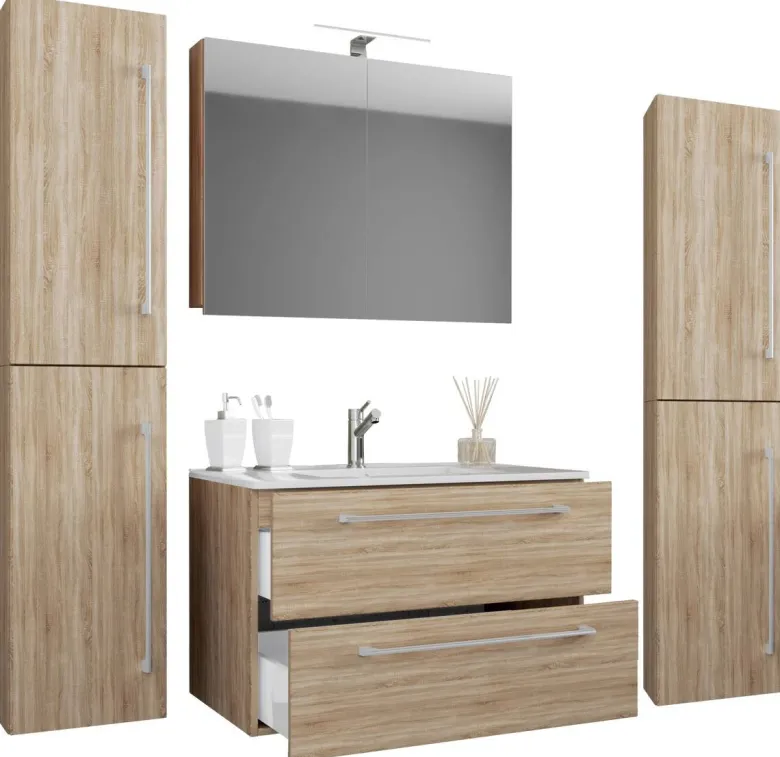Waschplatz 5tlg-Badinos Eiche Sonoma Nachbildung B/H/T: ca. 80x50x46 cm