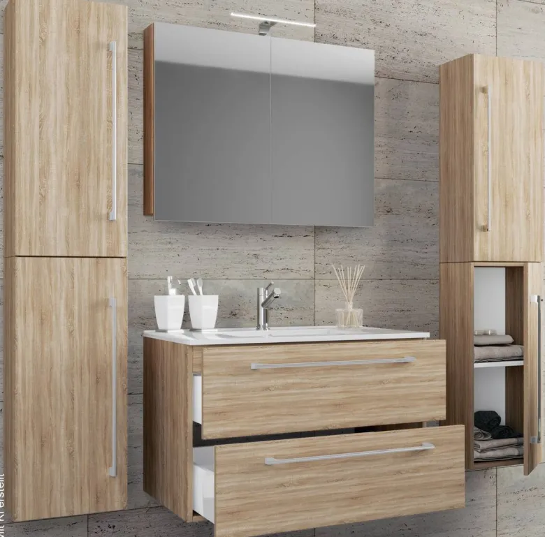 Waschplatz 5tlg-Badinos Eiche Sonoma Nachbildung B/H/T: ca. 80x50x46 cm
