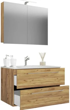 Waschplatz 3tlg-Badinos Eiche Honig Nachbildung B/H/T: ca. 81x52x46 cm