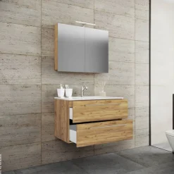 Waschplatz 3tlg-Badinos Eiche Honig Nachbildung B/H/T: ca. 81x52x46 cm