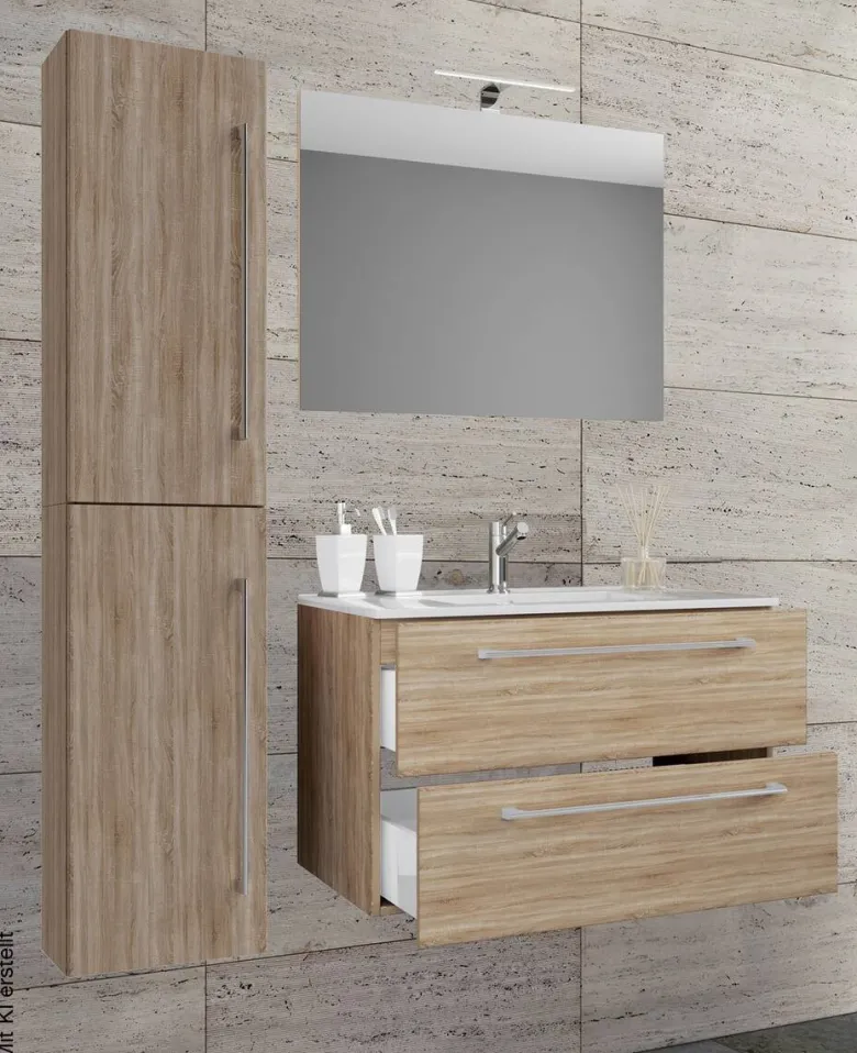 Waschplatz 4tlg-Badinos Eiche Sonoma Nachbildung B/H/T: ca. 81x52x46 cm