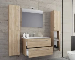 Waschplatz 5tlg-Badinos weiß Eiche Sonoma Nachbildung B/H/T: ca. 60x50x46 cm