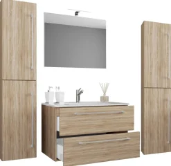 Waschplatz 5tlg-Badinos weiß Eiche Sonoma Nachbildung B/H/T: ca. 60x50x46 cm