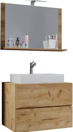 Waschplatz 3tlg-Lendas weiß Eiche Honig Nachbildung B/H/T: ca. 60x52x52 cm