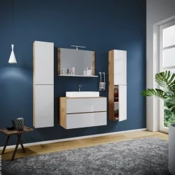 Waschplatz 5tlg-Lendas weiß Eiche Honig Nachbildung weiß B/H/T: ca. 80x52x52 cm