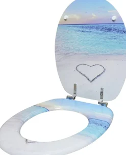 WC-Sitz weiß blau MDF