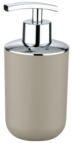 WENKO Seifenspender taupe silber Kunststoff B/H/L/D: ca. 7,3x16x7,3x7 cm
