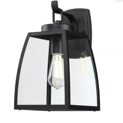 Westinghouse Außenwandleuchte Niko mattschwarz Metall Glas B/H/L: ca. 20x35x23 cm E27 1 Brennstellen