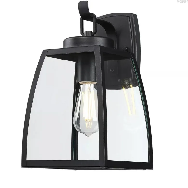 Westinghouse Außenwandleuchte Niko mattschwarz Metall Glas B/H/L: ca. 20x35x23 cm E27 1 Brennstellen