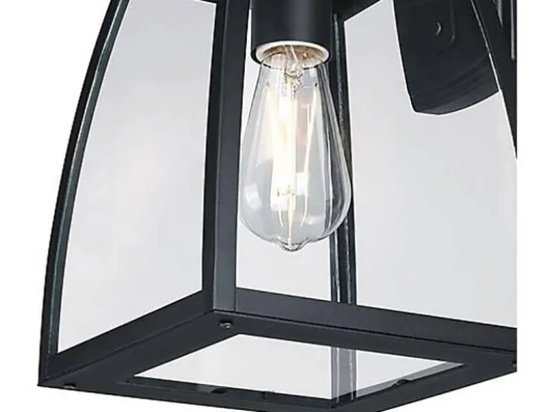 Westinghouse Außenwandleuchte Niko mattschwarz Metall Glas B/H/L: ca. 20x35x23 cm E27 1 Brennstellen