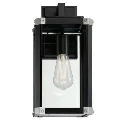 Westinghouse Außenwandleuchte Glendora mattschwarz Metall Glas B/H/L: ca. 18x38x21 cm E27 1 Brennstellen