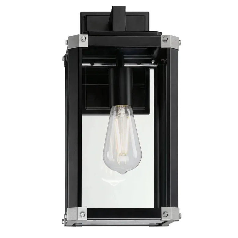 Westinghouse Außenwandleuchte Glendora mattschwarz Metall Glas B/H/L: ca. 18x38x21 cm E27 1 Brennstellen