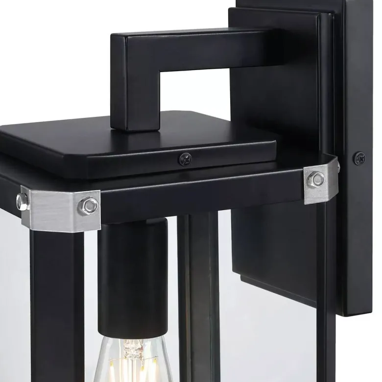 Westinghouse Außenwandleuchte Glendora mattschwarz Metall Glas B/H/L: ca. 18x38x21 cm E27 1 Brennstellen