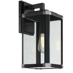 Westinghouse Außenwandleuchte Glendora mattschwarz Metall Glas B/H/L: ca. 18x38x21 cm E27 1 Brennstellen