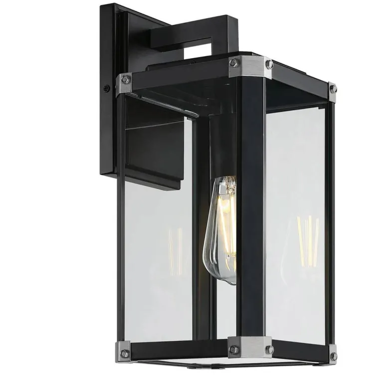 Westinghouse Außenwandleuchte Glendora mattschwarz Metall Glas B/H/L: ca. 18x38x21 cm E27 1 Brennstellen